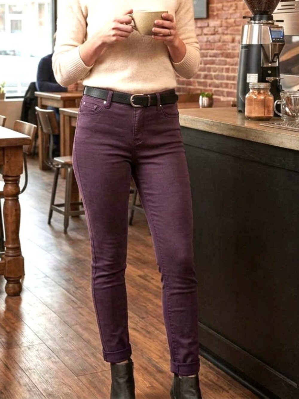 Buffalo David Bitton "Hanna" Womens Pants 8/29 Purple High-Rise Skinny Stretch